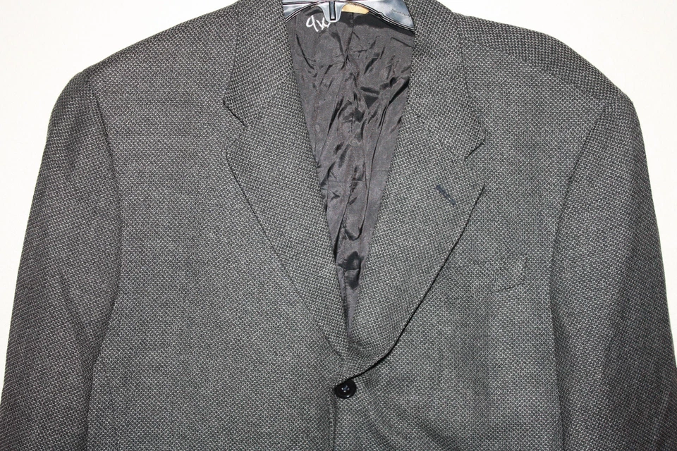 Blazer de lana para hombre gris oscuro hecho en Italia Donna Karan firma talla 42L Foto 2 de 4