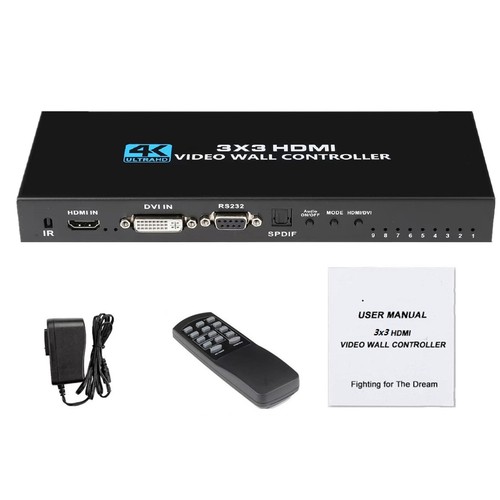 3X3 Video Controller 4K 30Hz HDMI DVI Video Wall Controller 1X9 Screen Splitter - Picture 2 of 16