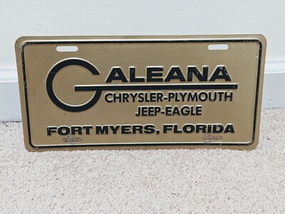 Vtg Metal GALEANA Jeep Eagle Chrysler Plymouth  License plate Fort Myers FL