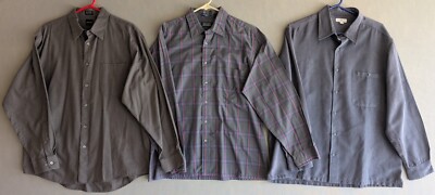Arrow/Van Heusen/apt.9 Men's Grey Long Sleeve Shirts Size Large - Lot of 3