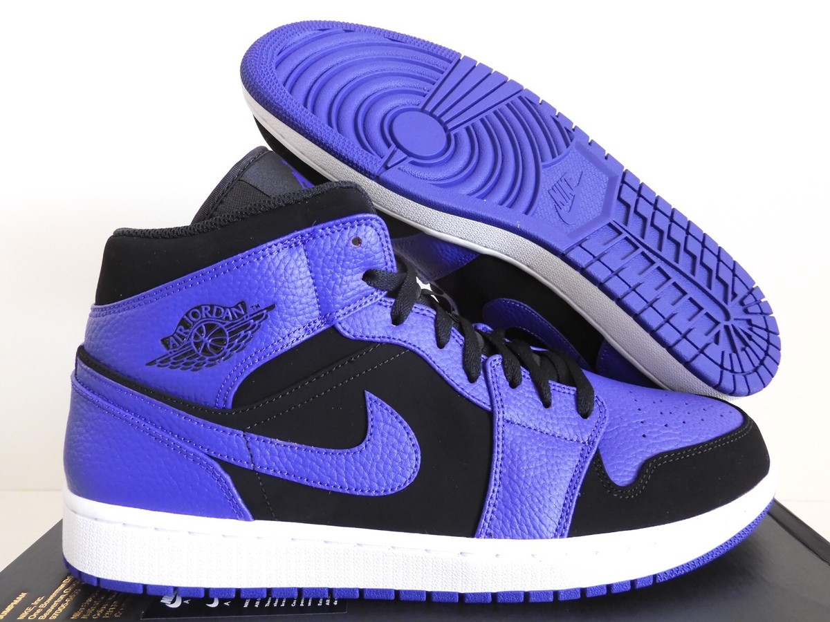 NIKE AIR JORDAN 1 MID BLACK-DARK CONCORD-WHITE SZ 11 [554724 NIKE AIR JORDAN 1 MID BLACK-DARK CONCORD-WHITE SZ 11 [554724