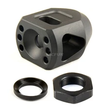 Tanker Style Short Muzzle Brake 1/2x28 Pitch for 9MM
