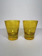 2 Yellow Glass Drinking Glasses Tumblers Glasses Art