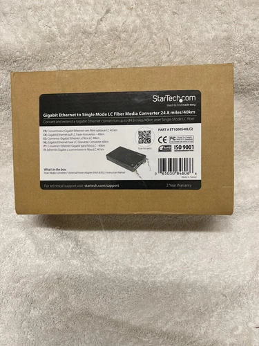 Startech 1000 Mbps Gigabit Single Mode Fiber Media Converter LC 40 km