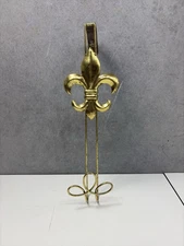 ✅ Gold Fleur-de-Lis Christmas Stocking Holder 15” Metal Scroll Design