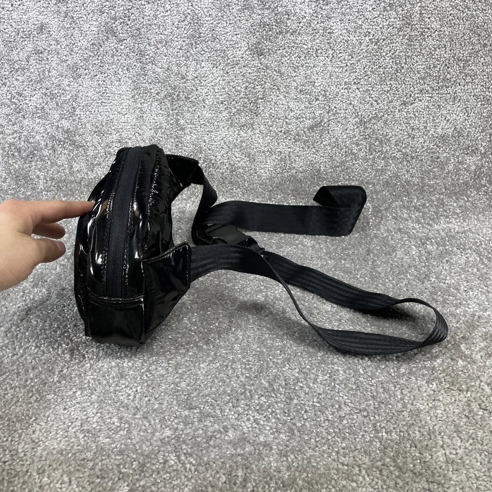 Athleta Bags Women One Size All About Shine Puff Black Leather Travel Large Belt - Image 3 of 4