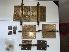 Brass Ornate Antique Hinges Lot Mixed Sizes Salvage Hardware