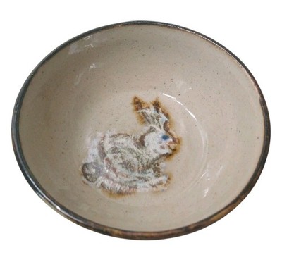 Janet Resnik Pottery Stoneware Bunny Rabbit Bowl Dish 5'' Handmade In USA 