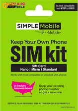 Simple Mobile Prepaid SIM Card Kit for Unlocked GSM Phones Nationwide Coverage