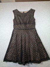 Ann Taylor LOFT Women's Black Eyelet Fit and Flare Sleeveless Dress