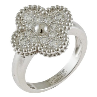 Van Cleef & Arpels Ring US 4 K18 Weißgold Diamant Blume Flower Vintage gebraucht