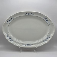 Vintage Pfaltzgraff Poetry Blue Rose Oval Serving Platter 14.5" Stoneware USA