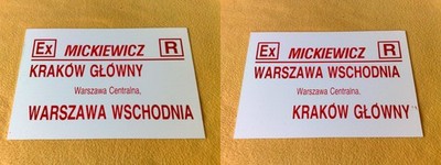 ZLS IC Mickiewicz Krakow Glownny - Warszawa Centralna + Wschodnia und zurück