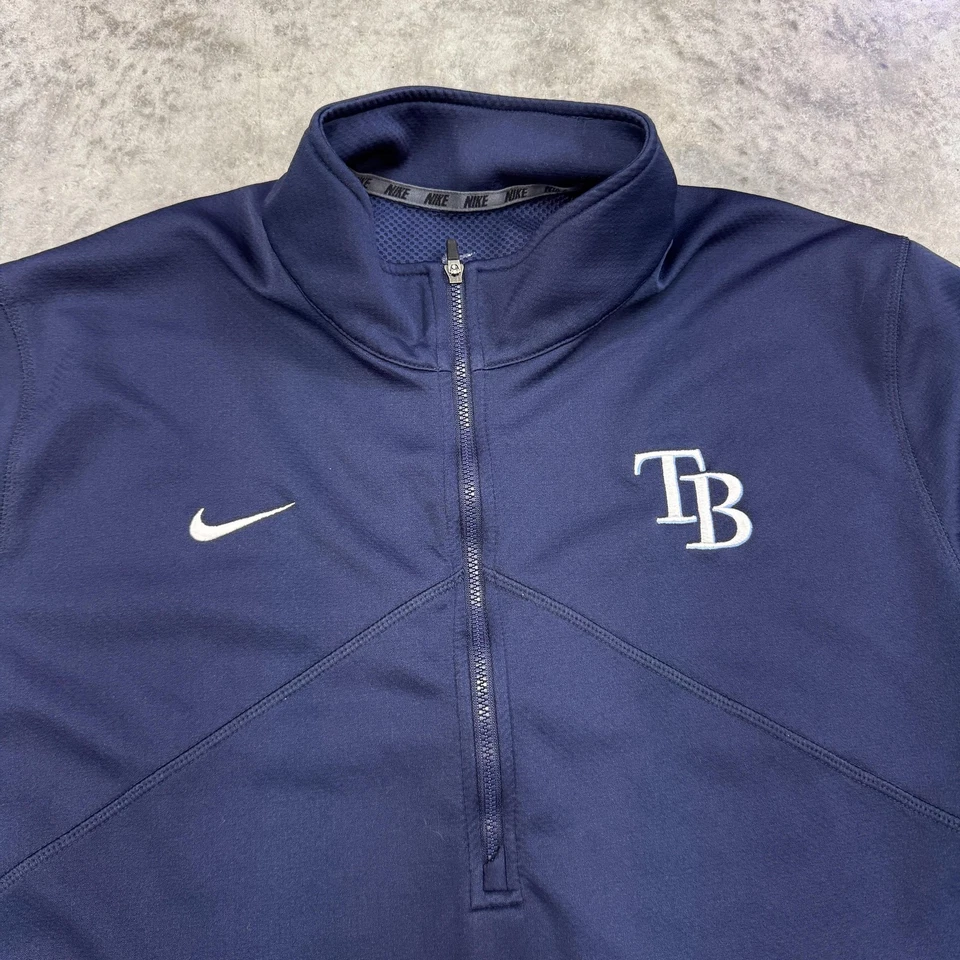 Tampa Bay Rays Jacket Mens XL MLB Baseball Nike Dri Fit 1/4 Zip Pullover - Image 2 of 4