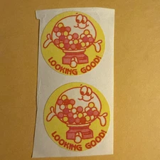 Vintage Trend Matte Scratch and Sniff “Looking Good” GUMBALL  stickers- no TM