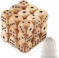 50 Pcs Wooden Dice Set 16mm Standard Wooden Dice Bulk 6 Sided with Rounded Corne