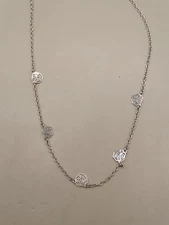 Vtg Emmons Silver Tone Rose Link Chain Necklace 14.9"