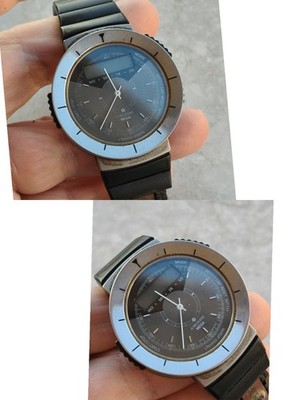 90er JUNGHANS MEGA CHRONO-ALARM VINTAGE UHR UHREN STAHL 40,5mm NOT WORKING 