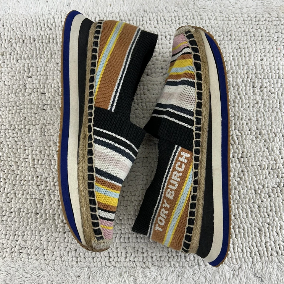 Zapatos Tory Burch Para Mujer Talla 8 Margarita Alpargata Sin Cordones Tejido Rayas Informales Foto 2 de 4