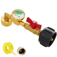 Propane Refill Adapter with Valve & Gauge for 1 lb Bottles from 20 lb Tank
