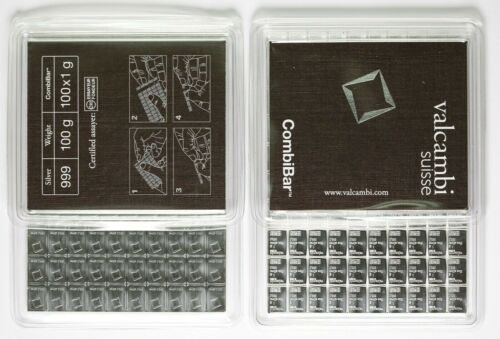 Valcambi Suisse Combibar 100g {100x1g}999 Fine Silver Bar Mint Sealed Certified - Picture 2 of 2