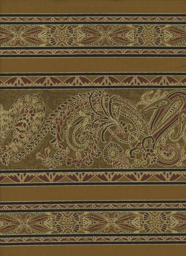 BTHY 18x43 Jinny Beyer Delhi Border Stripe RJR Fabrics 2015 Antique Gold Paisley