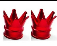 BMX CROWN SCHRADER VALVE CAPS - PAIR RED