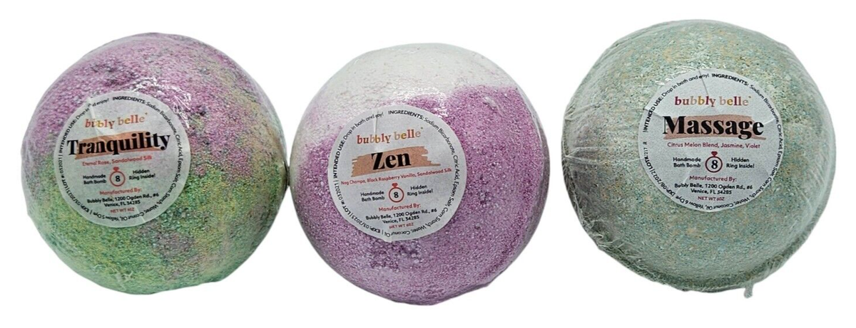 Bubbly Belle Bath Bombs New Sealed Ring Size Tranquility Zen