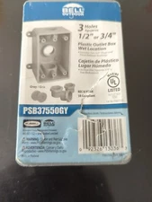 Hubbell Bell Outdoor Weatherproof Box w Gang 3 Hole Plastic Outlet PSB7550GY