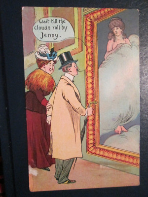 Comic Postkarte ''Warte bis die Wolken rollen von Jenny'' (veröffentlicht 1908 Krönungsser
