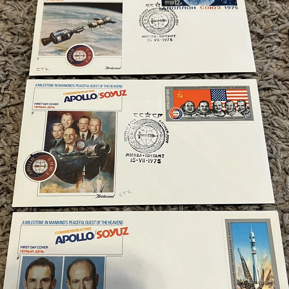 1975 RUSSIA FLEETWOOD LOT OF THREE APOLLO SOYUZ FIRST DAY COVERS FIRS DAY FOCUS - Image 3 of 4