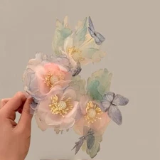 Sheer Flower Butterfly Hair Clip Duckbill Barrette Women Hair Accessory Decor