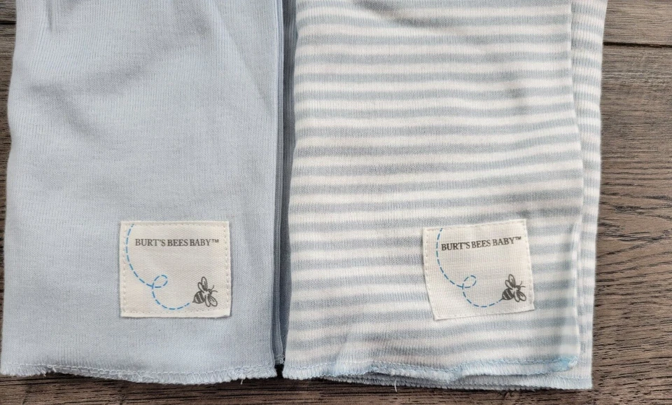 Paño de eructo a rayas azules 2 piezas Burt's Bees para bebé niño nuevo sin etiquetas Foto 2 de 2