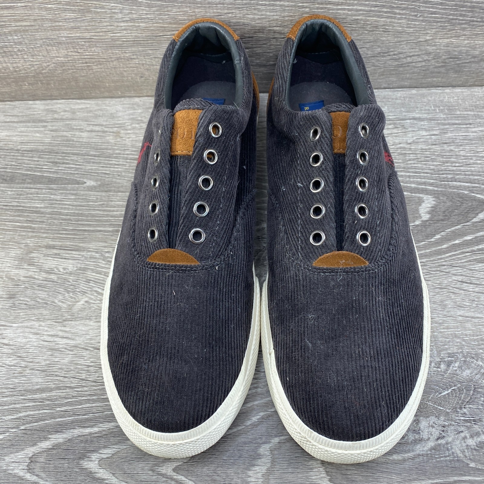 Polo Ralph Lauren Vaughn nero velluto a coste scamosciato sneaker stringate uomo 11 D pony