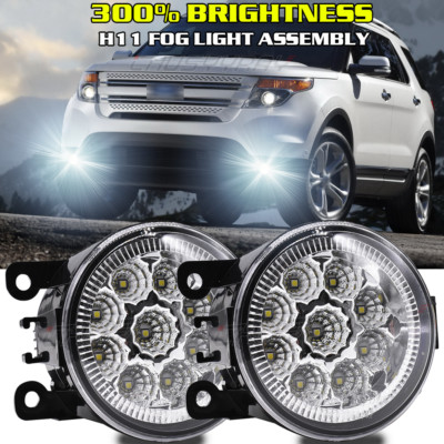 Pair LED Fog Light For Ford Explorer 2011-2015 C-MAX 2013-2019 Bumper Clear Lamp