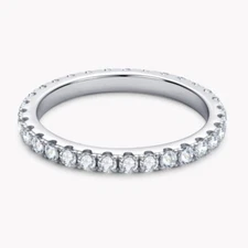 2mm Round Cut Moissanite Eternity Band Wedding Ring for Women Sterling Silver 