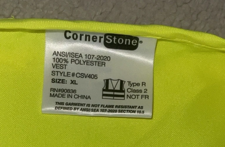 Cornerstone Port Authority Safety Vest Sz XL Yellow Reflective Stripes Zipper - Image 2 of 4
