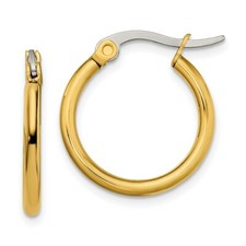 Stainless Steel Gold IP plated 19mm Hoop Earrings