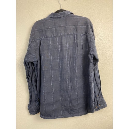 Tommy Bahama Linen Button Up Shirt Black Men Large Vacation Lightweight Plaid - Picture 2 of 11