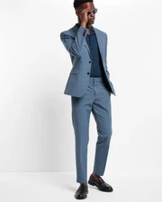 NEW EXPRESS $128 DUSTY BLUE EXTRA SLIM WOOL BLEND MODERN TECH SUIT PANT SZ 32/30