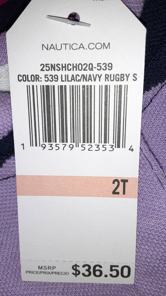NWT Lilac & Navy Rugby Polo Style Dress W/ Hood Toddler Girl Sizes 2T - Image 3 of 4
