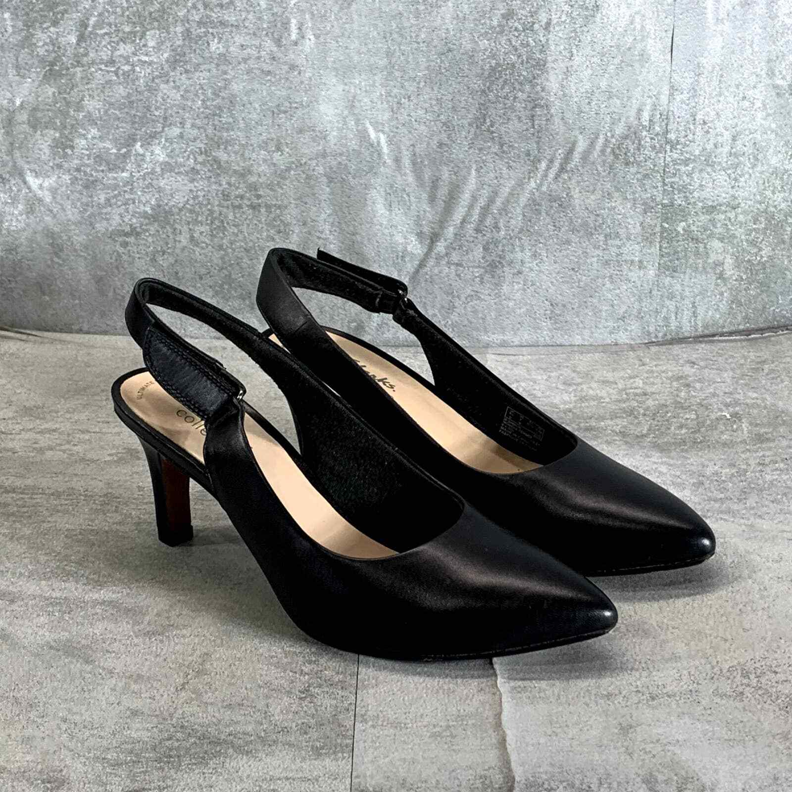 CLARKS Women's Black Leather Illeana Poppy Pointed-Toe Pumps SZ 7 | eBay