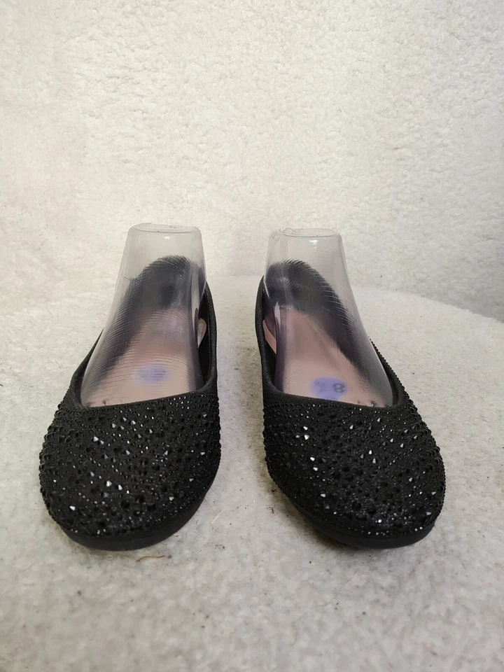 Top Moda Women Flat 8.5 Black Synthetic Rhinestone Slip On Comfort Ballet Shoes - Image 2 of 4
