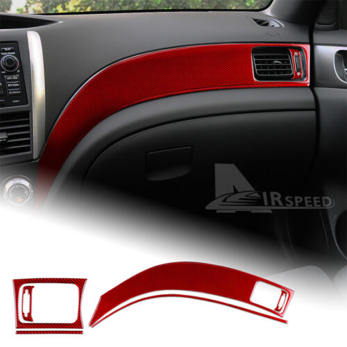 Pour Subaru Impreza 2009-2011 autocollant couverture de tableau de bord avant passager rouge fibre de carbone - Photo 1 sur 6