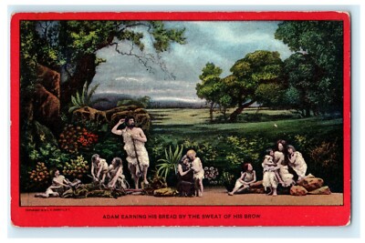 Adam Earning His Bread 1910 Passion Play Vintage Antique Postcard