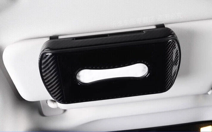 For Hyundai Sonata Carbon Fiber Car Sun Visor Tissue Box Case Napkin Clip Holder - Image 4 of 4
