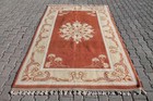 5x8 ft Bohemian Orange, Beige Anatolian Turkish Handmade Vintage Rustic Rug
