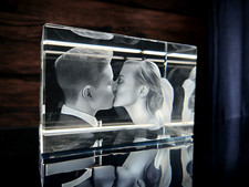 3D Foto Glasquader 80x50x50mm Glas Gravur Ges...