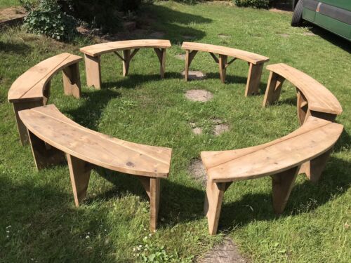 1 X 4ft Curved Garden Bench BBQ Fire Pit Social Circle Schools Scouts Meetings - Picture 4 of 12