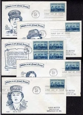 1952 Women In The Armed Service (1013) FIVE Different Pent-Arts FDCs TE418